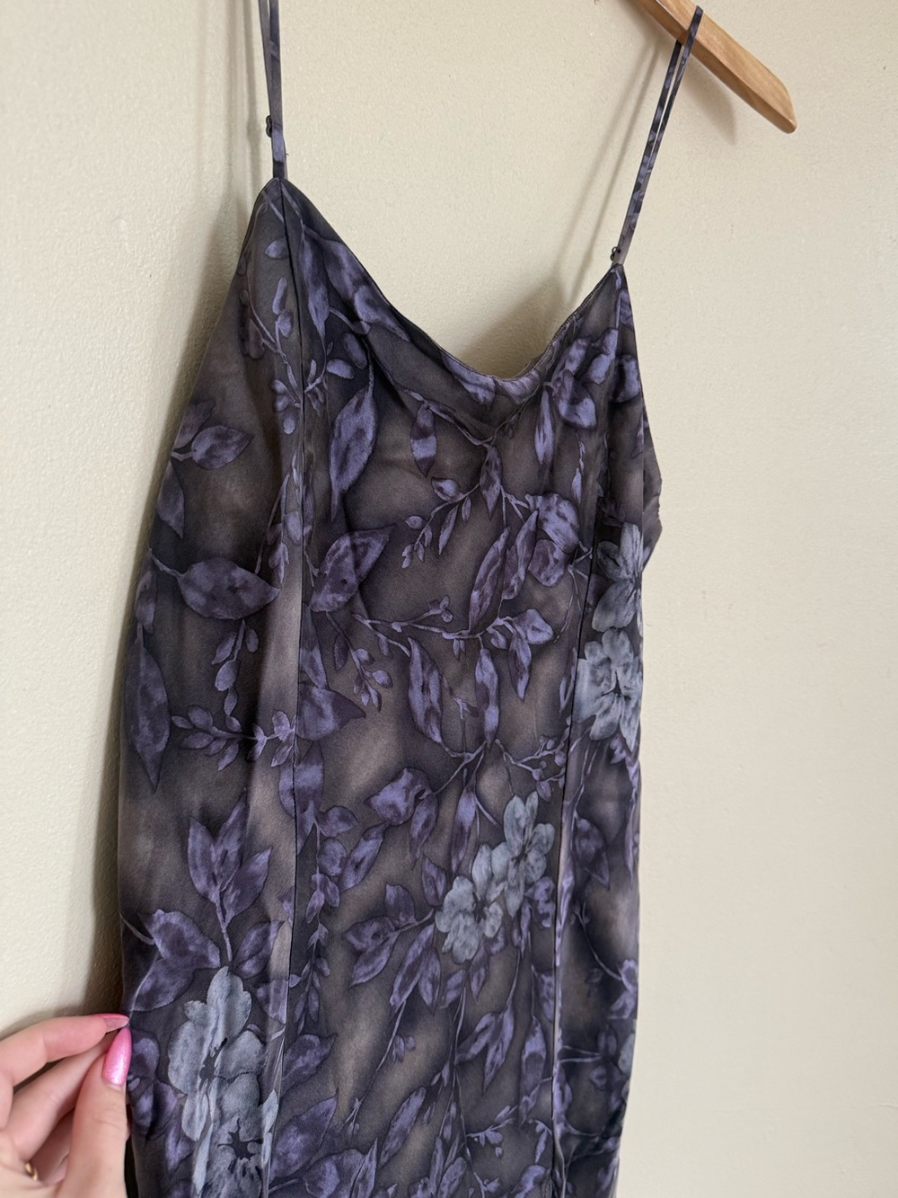100% Silk (1999) Dark Fairy Garden Purple Vintage Victoria’s Secret Slip w/ Slit - Picture 2 of 7